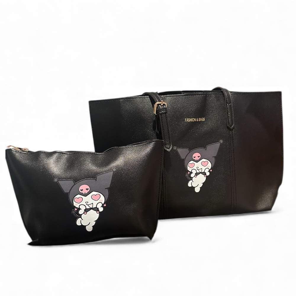 Sanrio 2 Piece Kuromi Black Tote and Pouch Set- New
